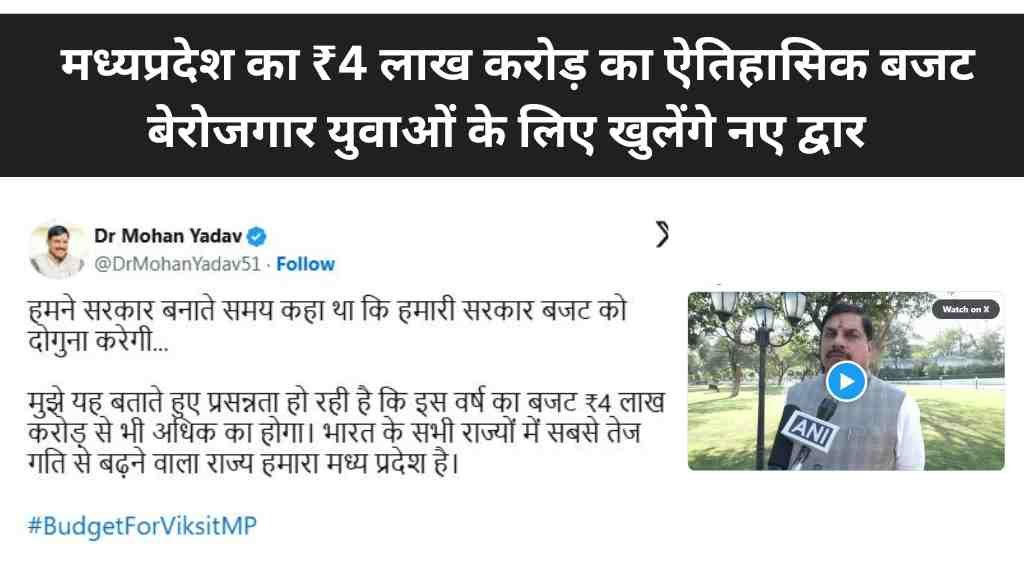 मध्यप्रदेश का ₹4 लाख करोड़ का ऐतिहासिक बजट