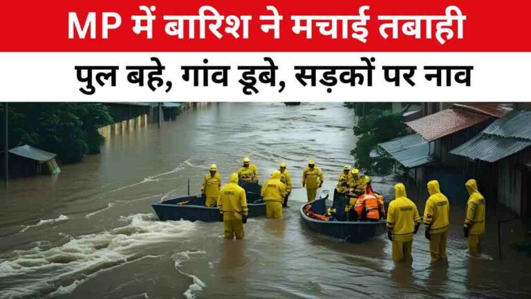 MP में बारिश ने मचाई तबाही: पुल बहे, गांव डूबे, सड़कों पर नाव जैसे हालात