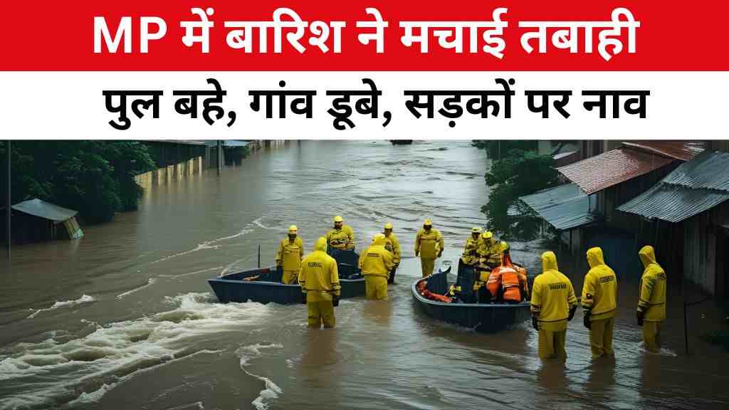 MP में बारिश ने मचाई तबाही: पुल बहे, गांव डूबे, सड़कों पर नाव जैसे हालात